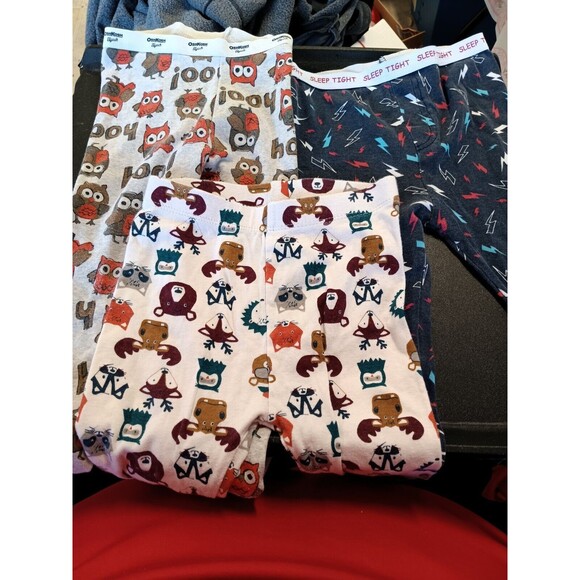 3 pair of size 3t pajama pants (foxes, owls, lightning bolts - Picture 1 of 8